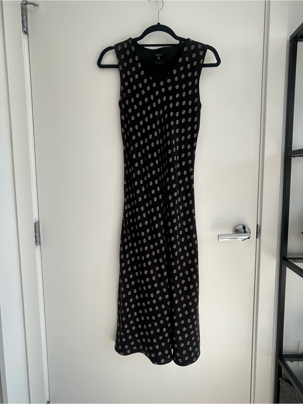 Teenflo Black Maxi Dress with Cream Dot Pattern